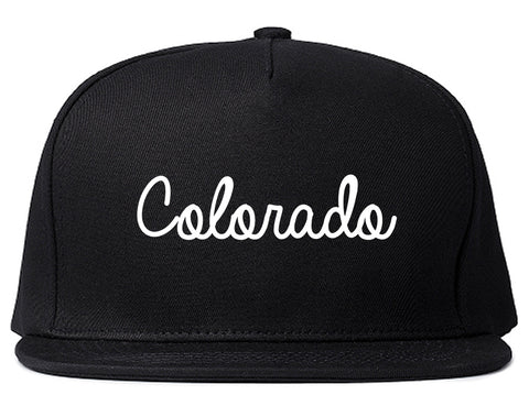 Colorado CO Script Chest Black Snapback Hat