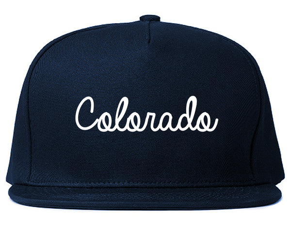 Colorado CO Script Chest Blue Snapback Hat