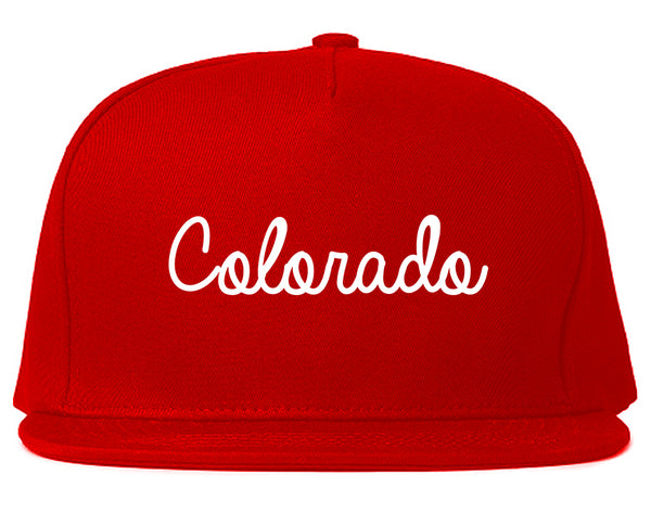 Colorado CO Script Chest Red Snapback Hat