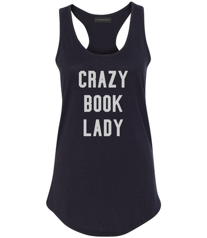 Crazy Book Lady Black Racerback Tank Top