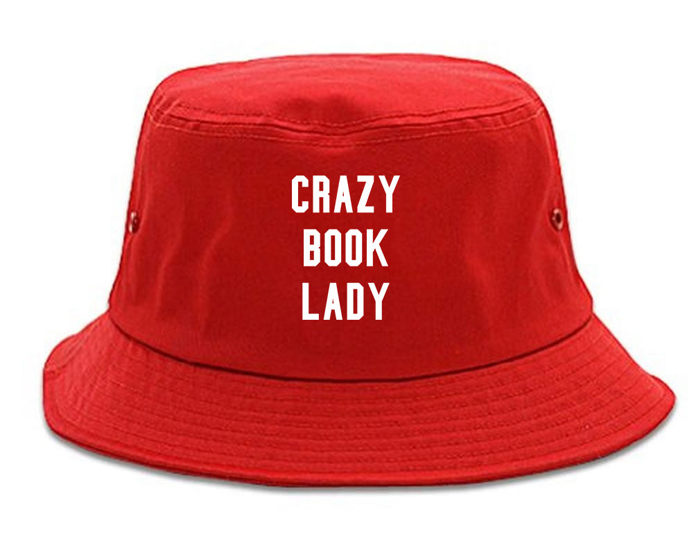 Crazy Book Lady Red Bucket Hat