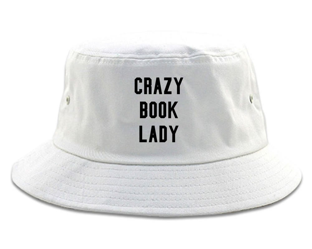 Crazy Book Lady White Bucket Hat