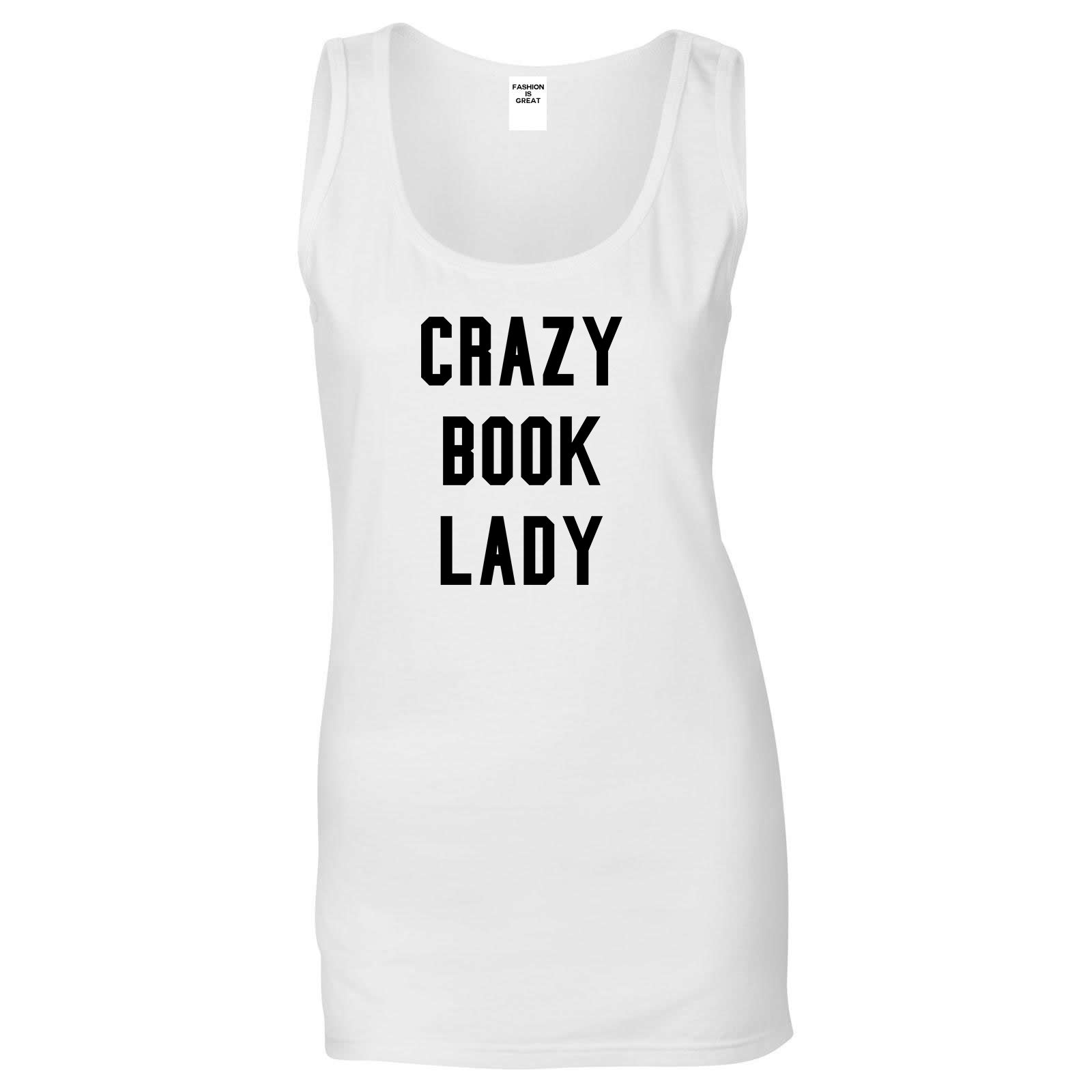 Crazy Book Lady White Tank Top