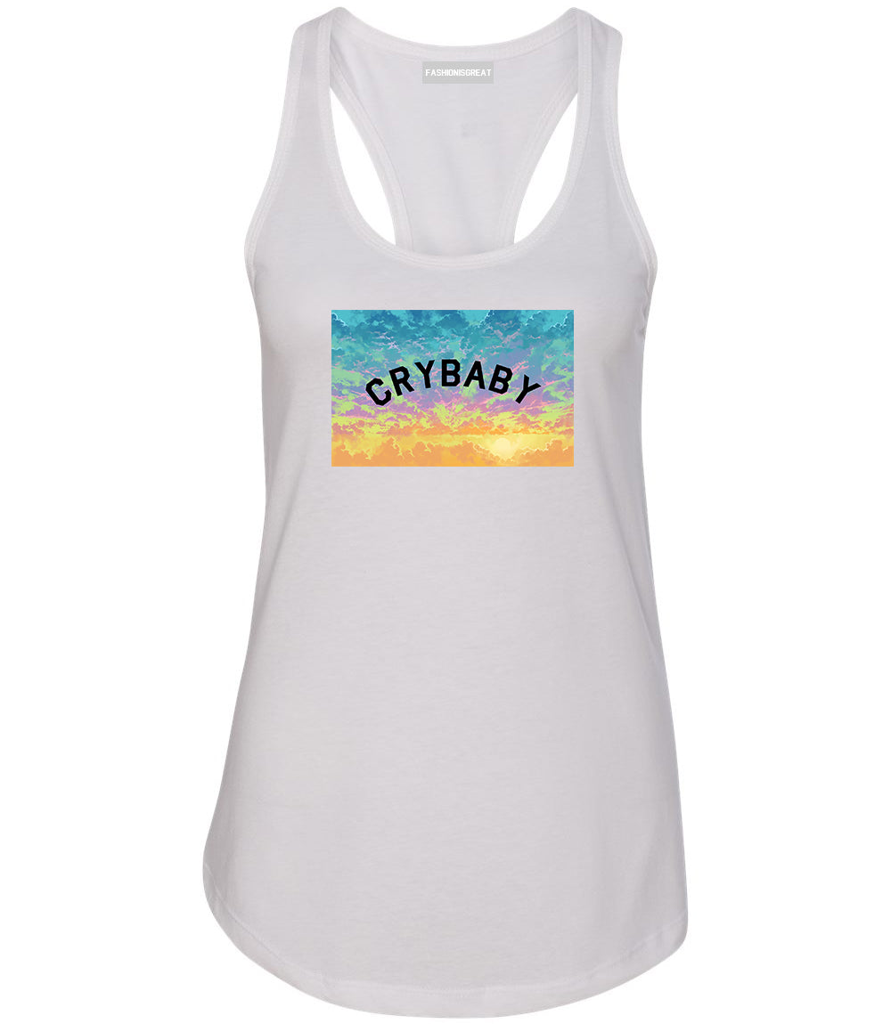 Crybaby Tie Dye Box White Womens Racerback Tank Top