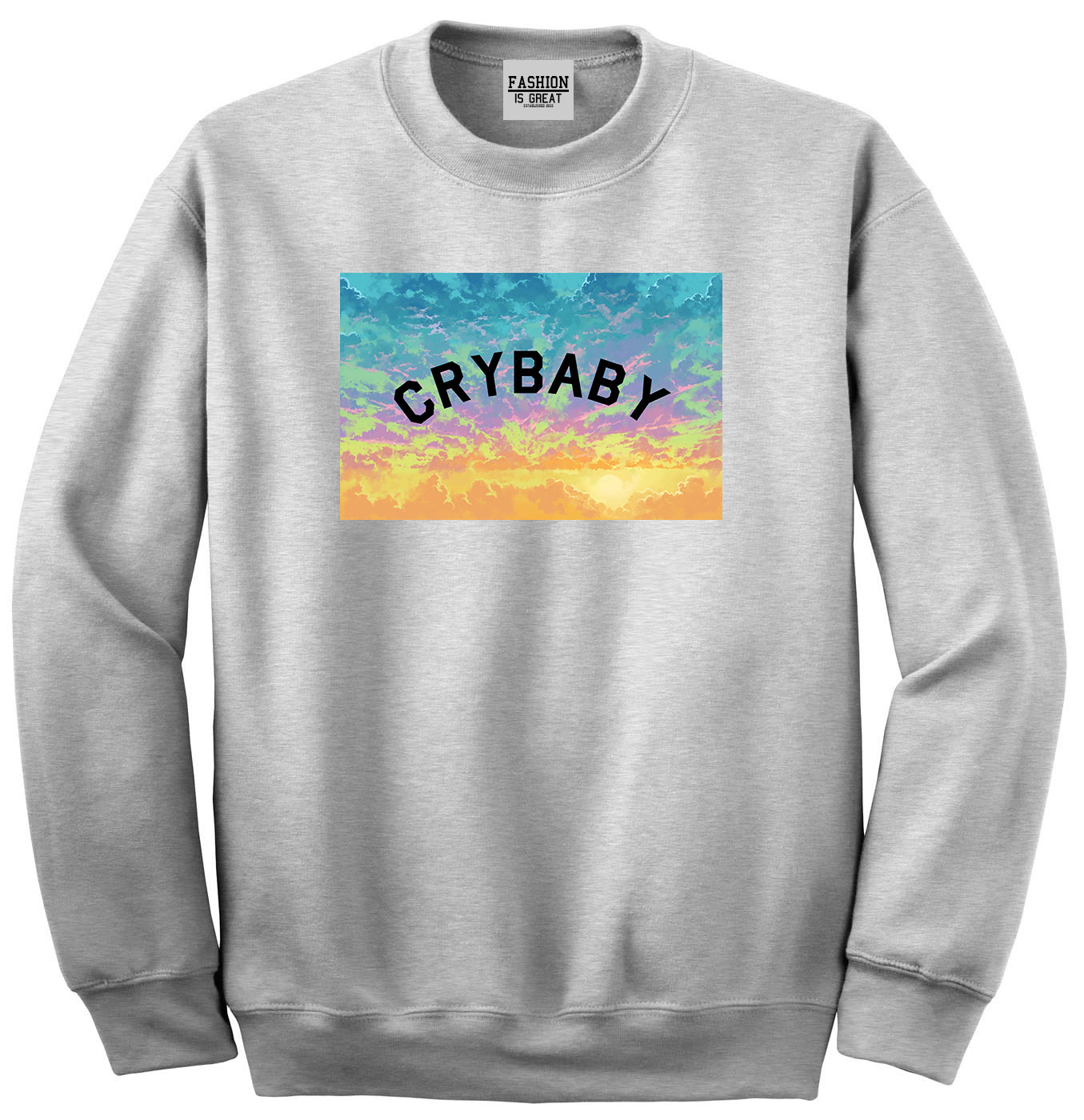 Crybaby Tie Dye Box Grey Womens Crewneck Sweatshirt