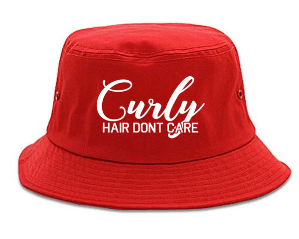 Curly Hair Dont Care red Bucket Hat