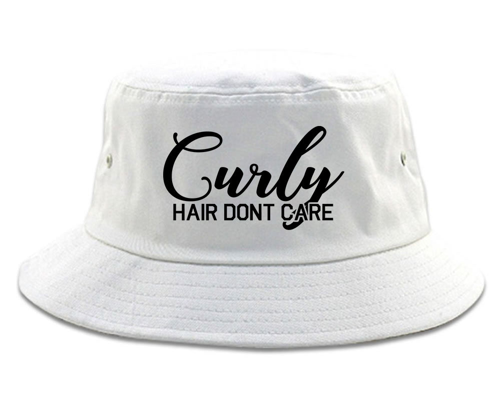 Curly Hair Dont Care white Bucket Hat