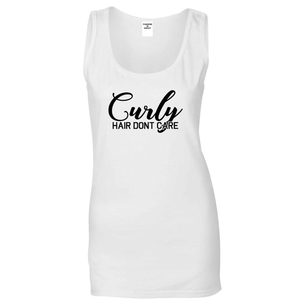 Curly Hair Dont Care White Womens Tank Top