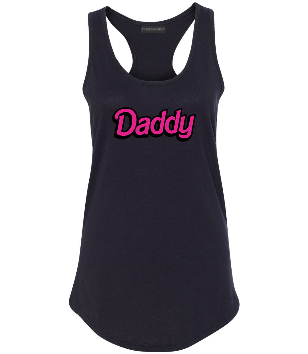 Daddy Pink Womens Racerback Tank Top Black