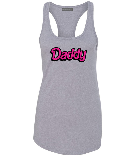 Daddy Pink Womens Racerback Tank Top Grey