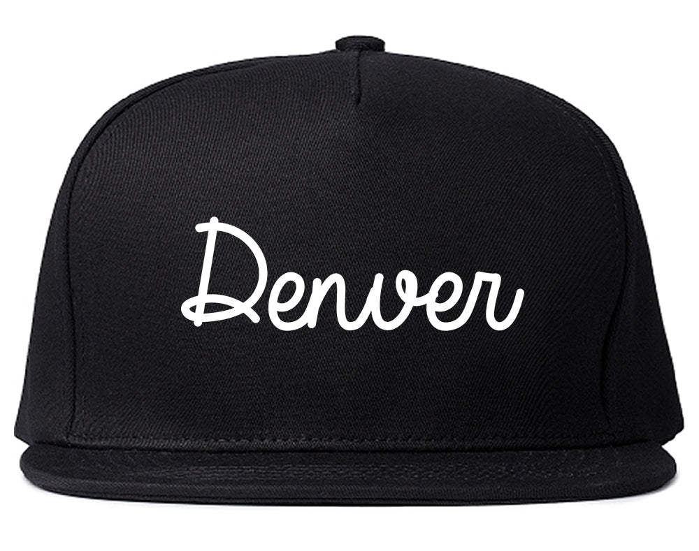 Denver Colorado Script Chest Black Snapback Hat