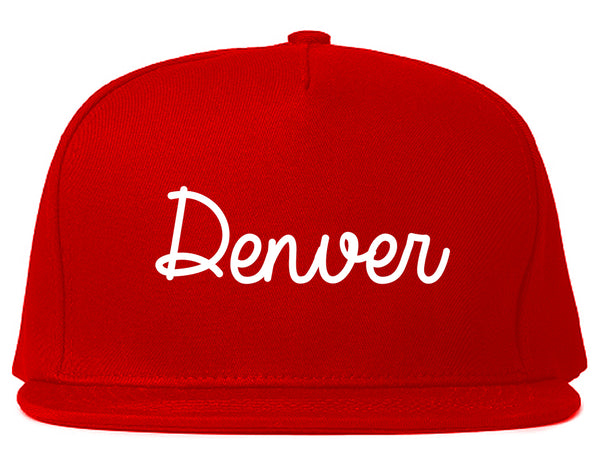 Denver Colorado Script Chest Red Snapback Hat