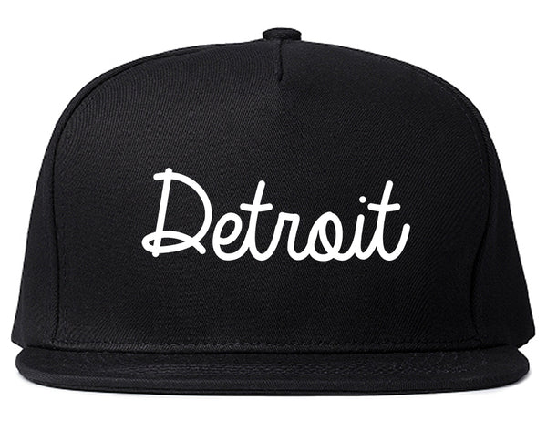 Detroit Michigan Script Chest Black Snapback Hat