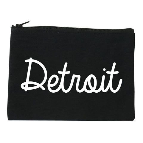 Detroit Michigan Script Chest black Makeup Bag