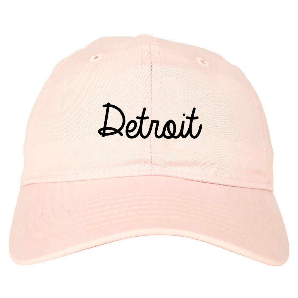 Detroit Michigan Script Chest pink dad hat