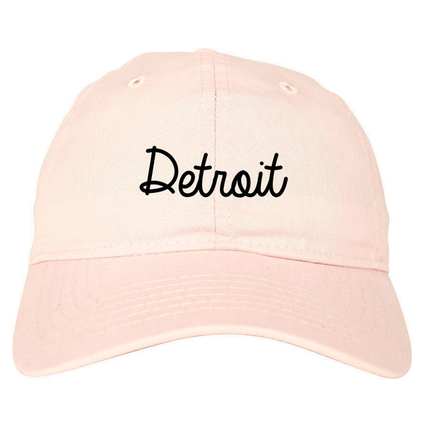 Detroit Michigan Script Chest pink dad hat