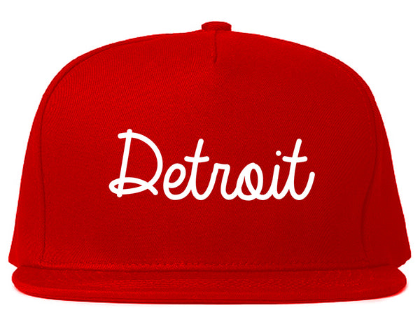 Detroit Michigan Script Chest Red Snapback Hat