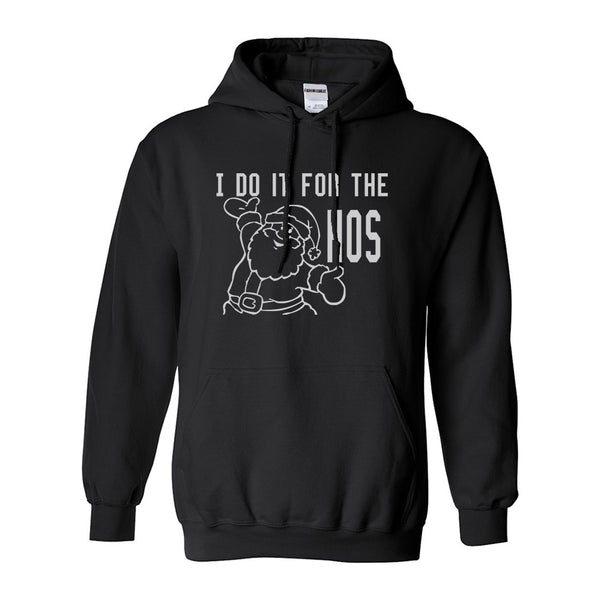 Do It For The Hos Christmas Santa Black Pullover Hoodie