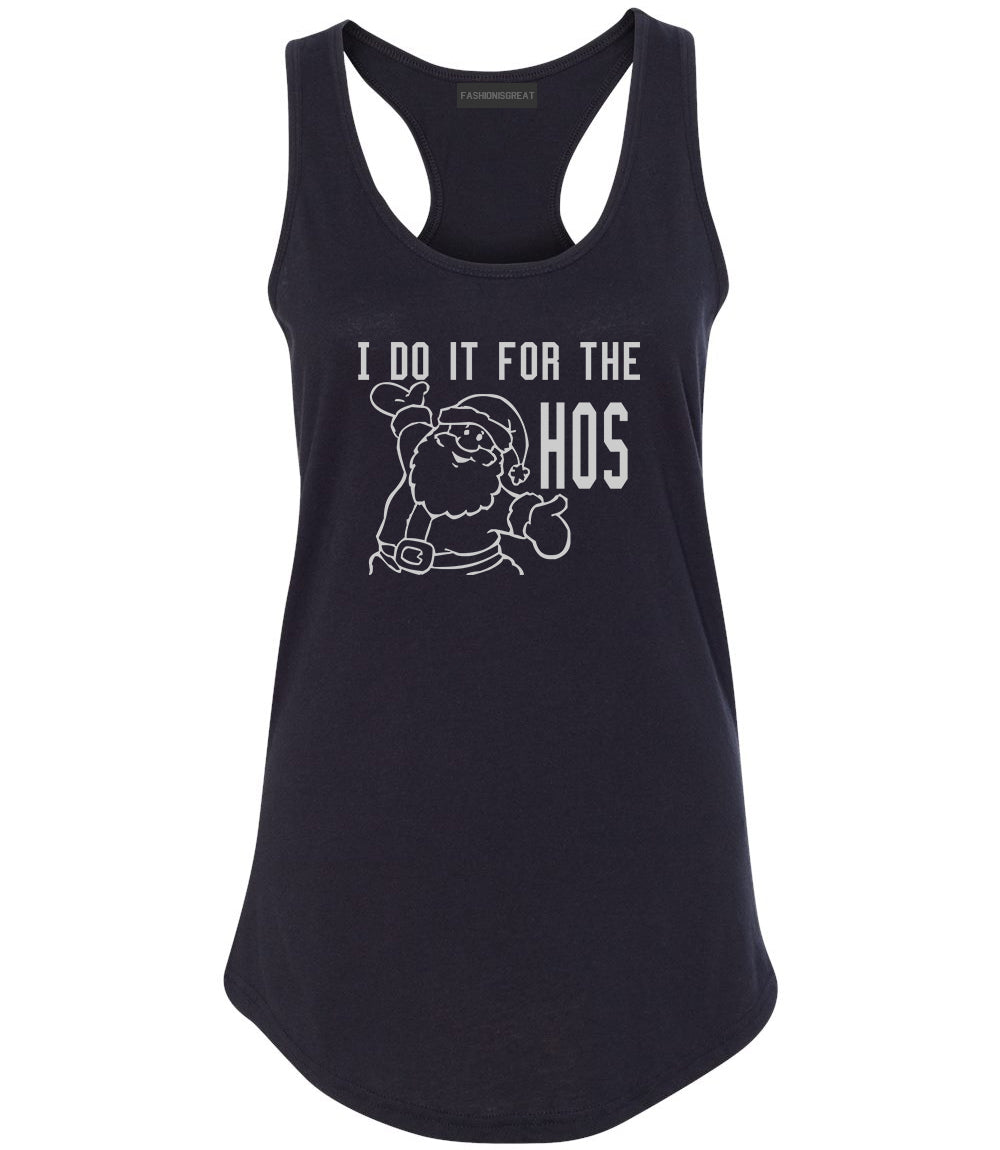 Do It For The Hos Christmas Santa Black Racerback Tank Top