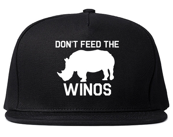Dont Feed The Winos Wine Rhino Black Snapback Hat