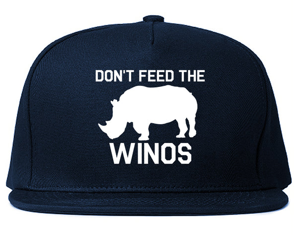 Dont Feed The Winos Wine Rhino Blue Snapback Hat
