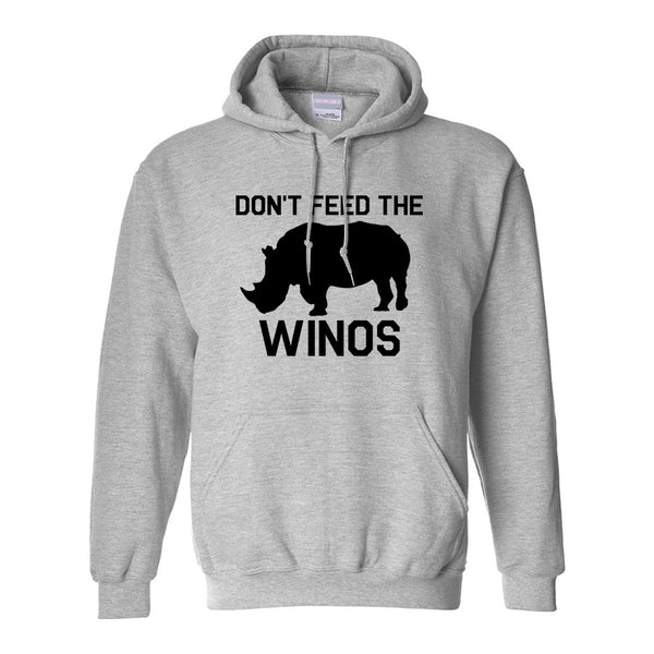 Dont Feed The Winos Wine Rhino Grey Womens Pullover Hoodie