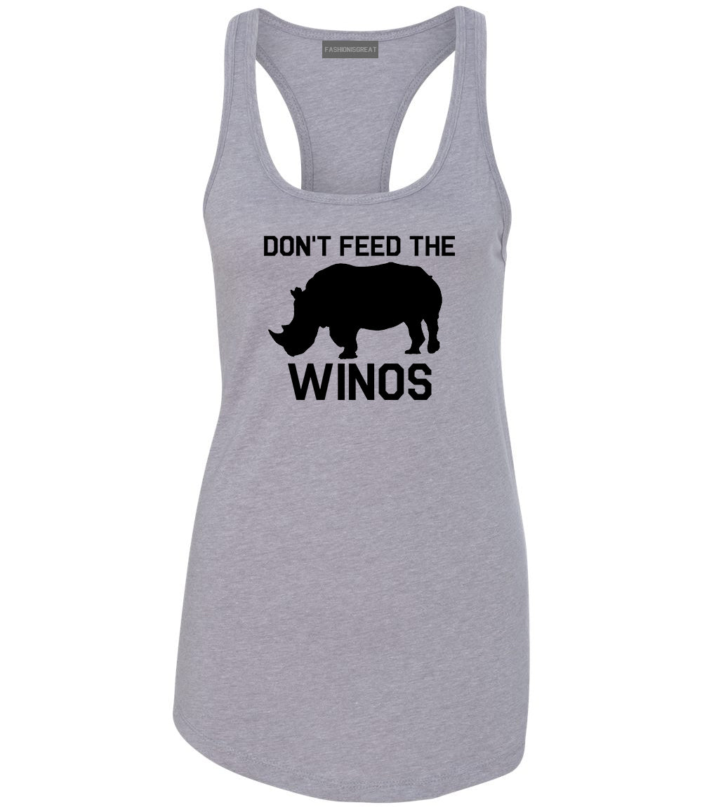 Dont Feed The Winos Wine Rhino Grey Womens Racerback Tank Top