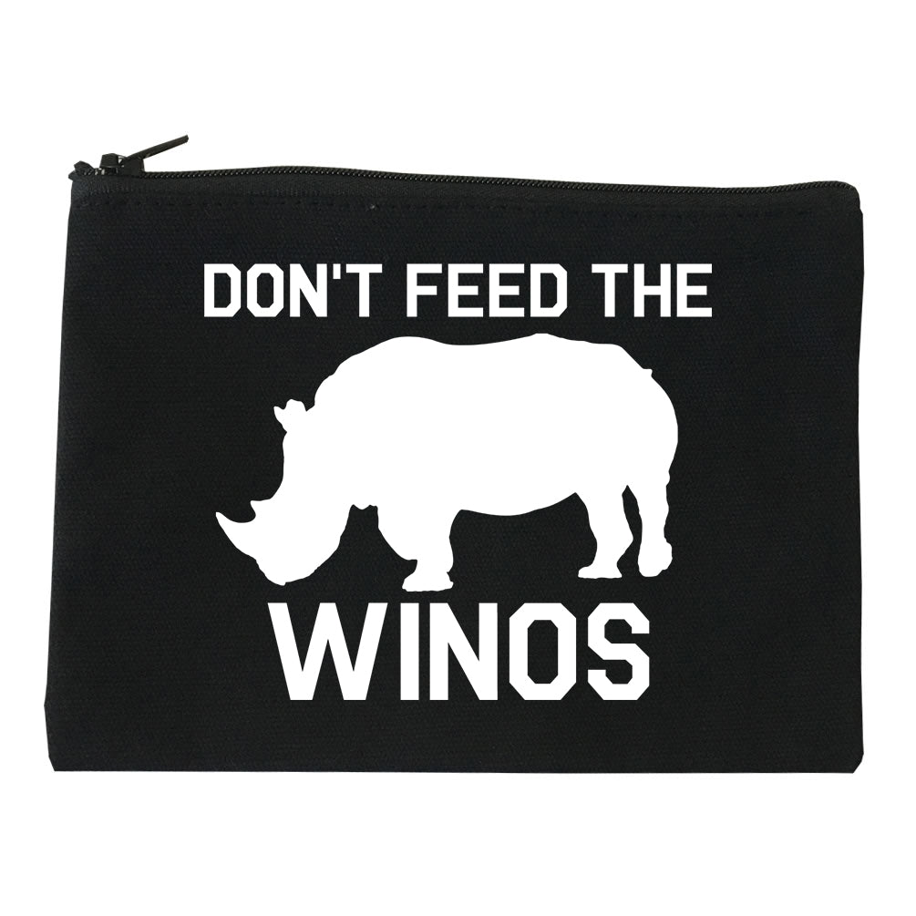 Dont Feed The Winos Wine Rhino black Makeup Bag
