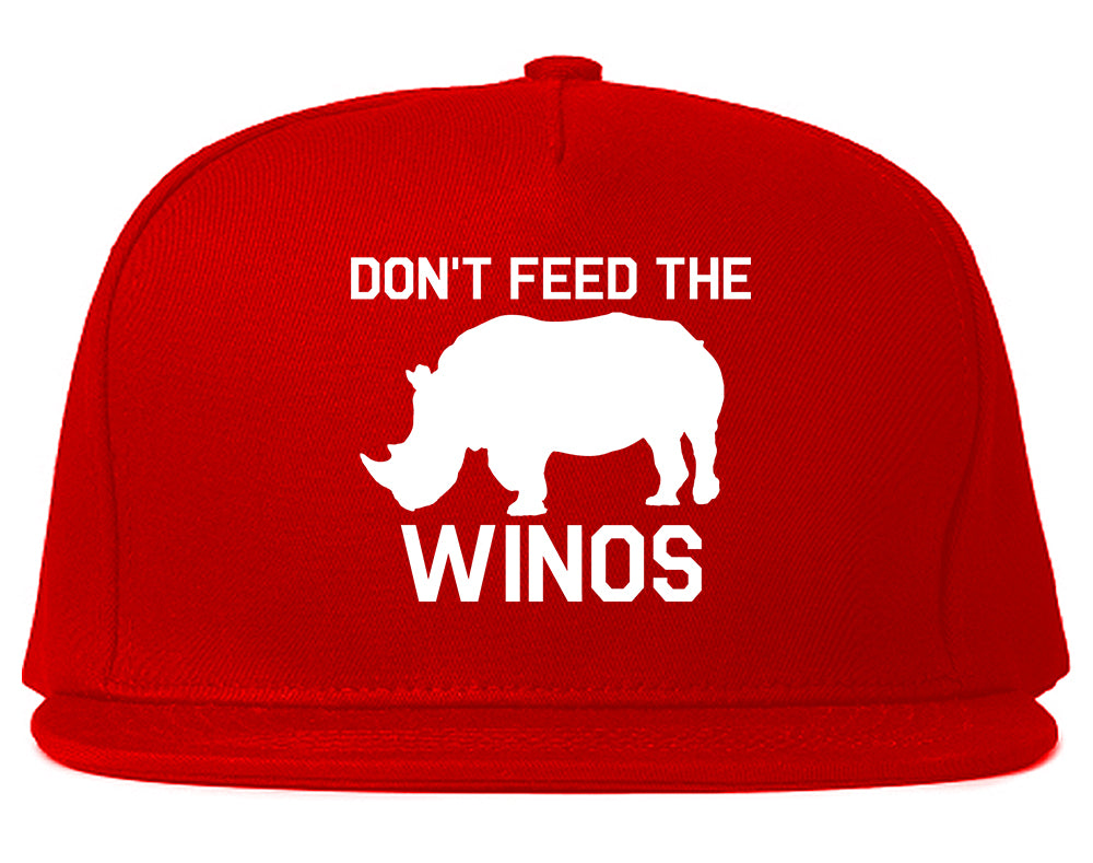 Dont Feed The Winos Wine Rhino Red Snapback Hat