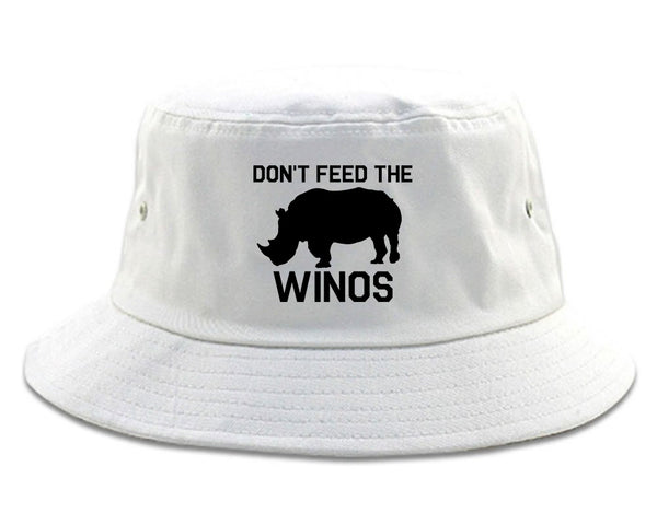 Dont Feed The Winos Wine Rhino white Bucket Hat