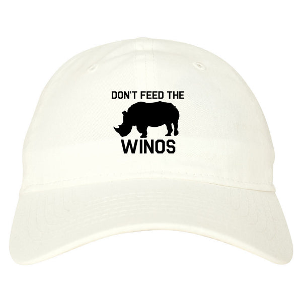 Dont Feed The Winos Wine Rhino white dad hat