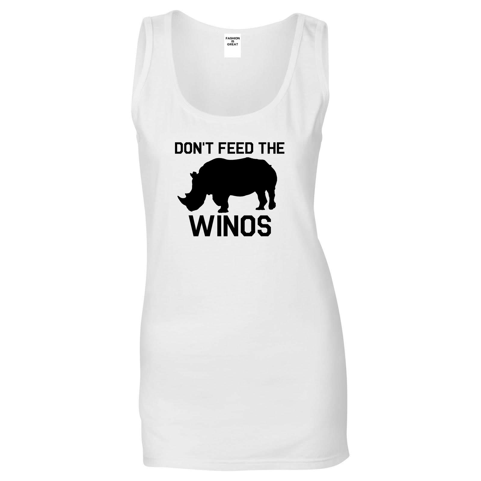 Dont Feed The Winos Wine Rhino White Womens Tank Top
