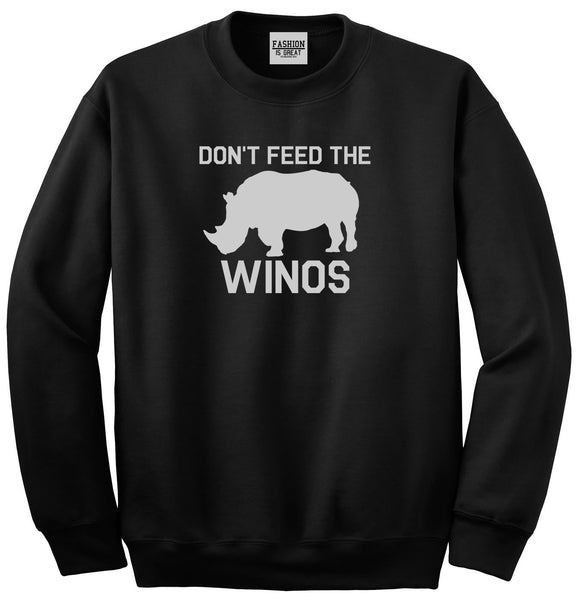 Dont Feed The Winos Wine Rhino Black Womens Crewneck Sweatshirt