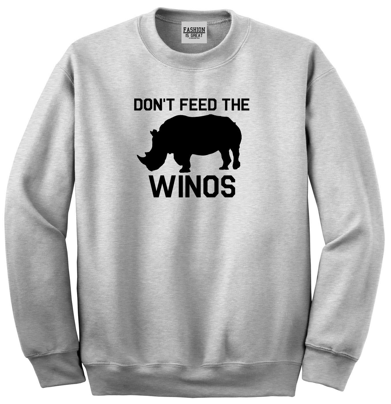 Dont Feed The Winos Wine Rhino Grey Womens Crewneck Sweatshirt