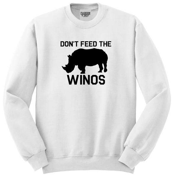Dont Feed The Winos Wine Rhino White Womens Crewneck Sweatshirt