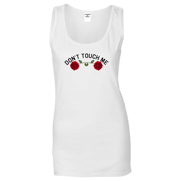 Dont Touch Me Roses White Womens Tank Top