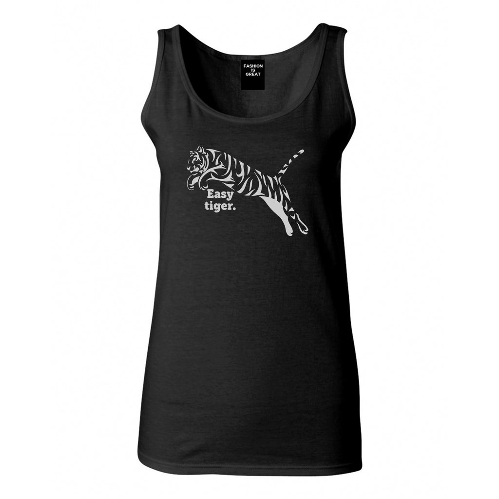 Easy Tiger Funny Animal Womens Tank Top Shirt Black