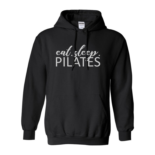 Eat Sleep Pilates Yoga Black Pullover Hoodie
