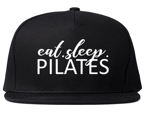 Eat Sleep Pilates Yoga Black Snapback Hat