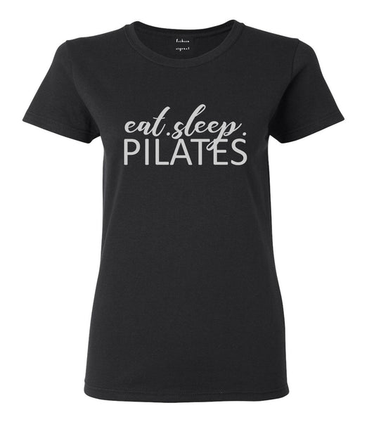Eat Sleep Pilates Yoga Black T-Shirt