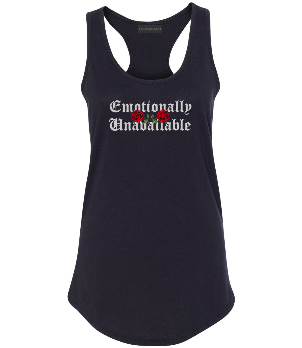 Emotionally Unavailable Roses Black Womens Racerback Tank Top