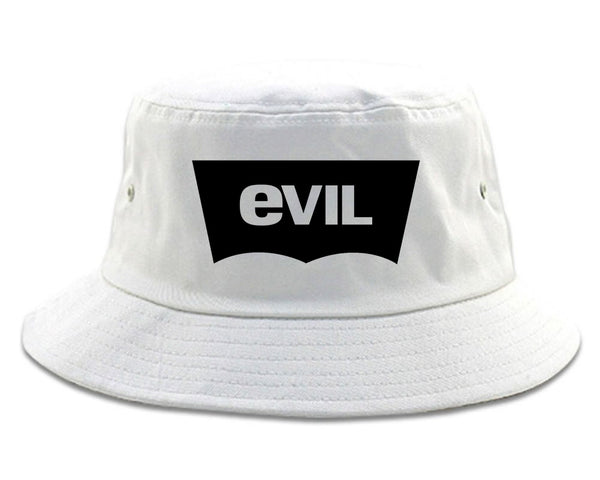 Evil Jeans Logo Bucket Hat White