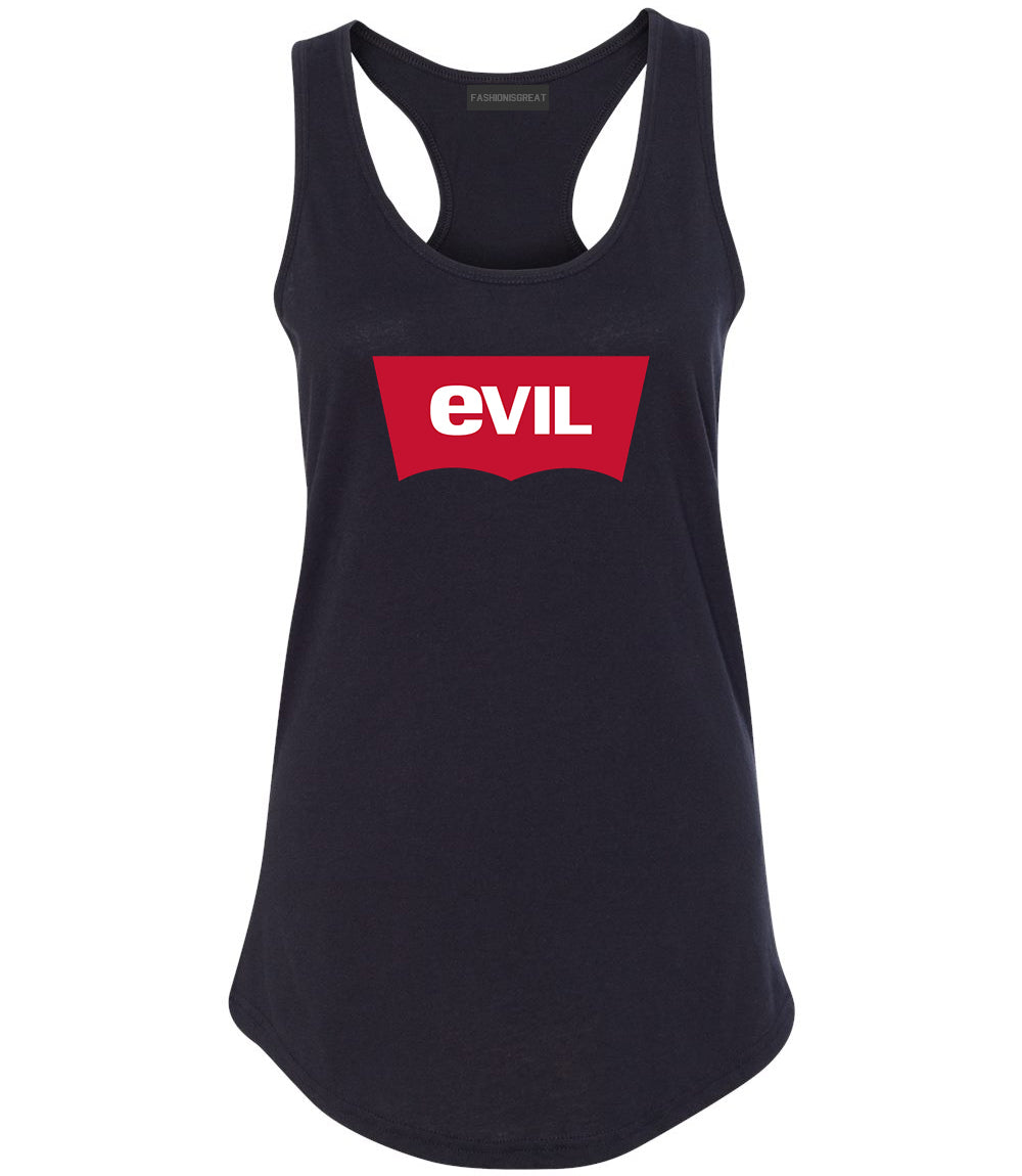 Evil Jeans Logo Womens Racerback Tank Top Black