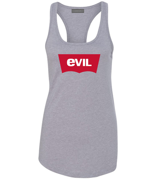 Evil Jeans Logo Womens Racerback Tank Top Grey