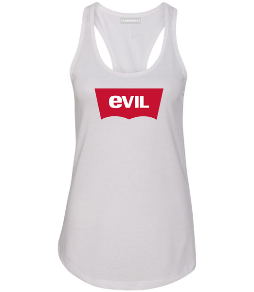 Evil Jeans Logo Womens Racerback Tank Top White