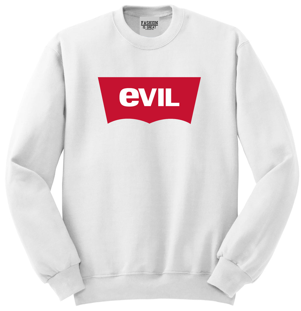 Evil Jeans Logo Unisex Crewneck Sweatshirt White