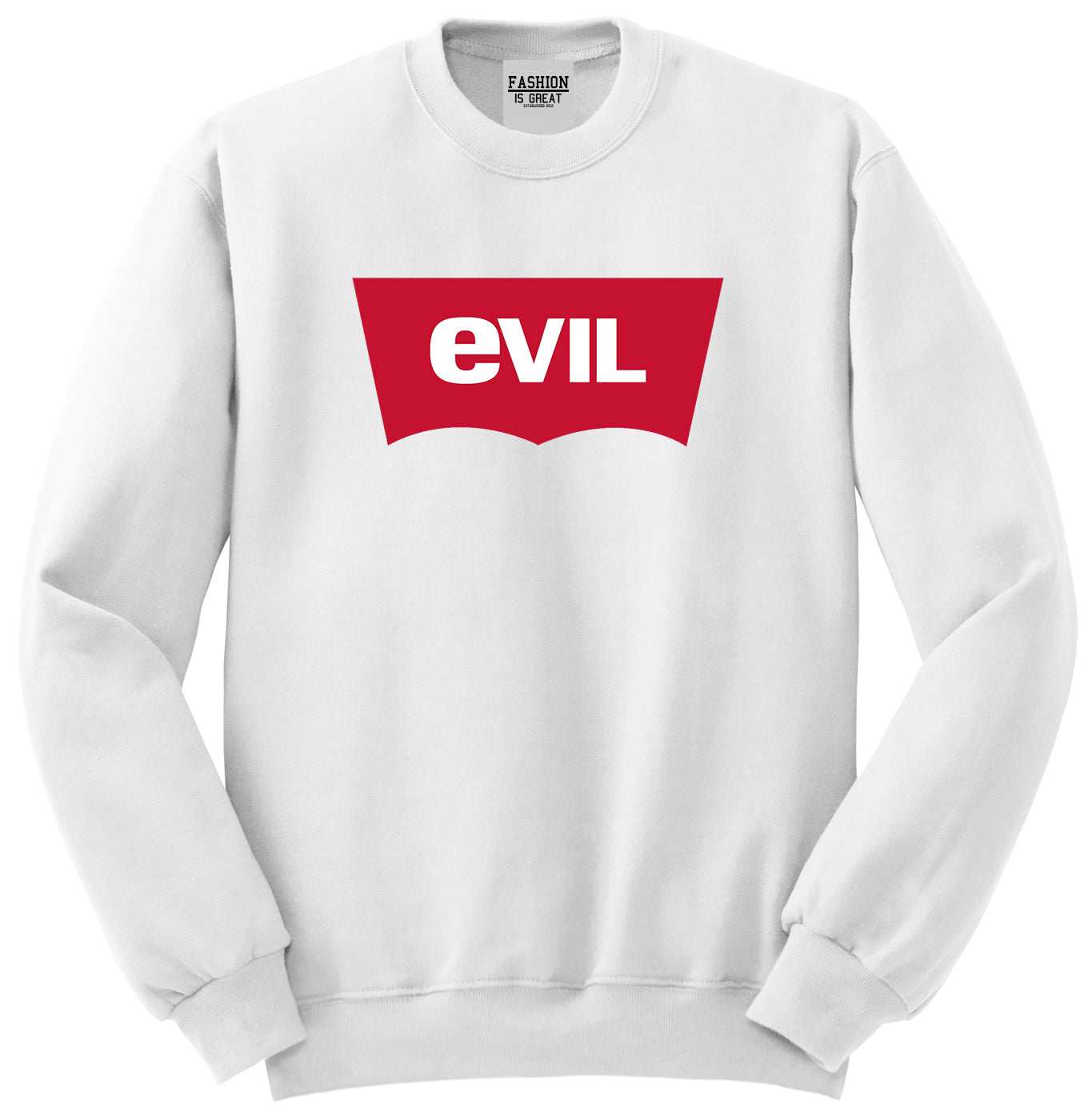 Evil Jeans Logo Unisex Crewneck Sweatshirt White
