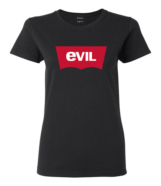 Evil Jeans Logo Womens Graphic T-Shirt Black