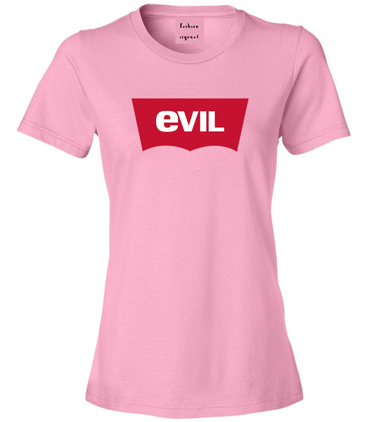 Evil Jeans Logo Womens Graphic T-Shirt Pink