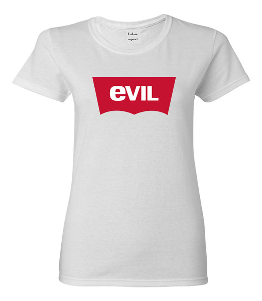 Evil Jeans Logo Womens Graphic T-Shirt White